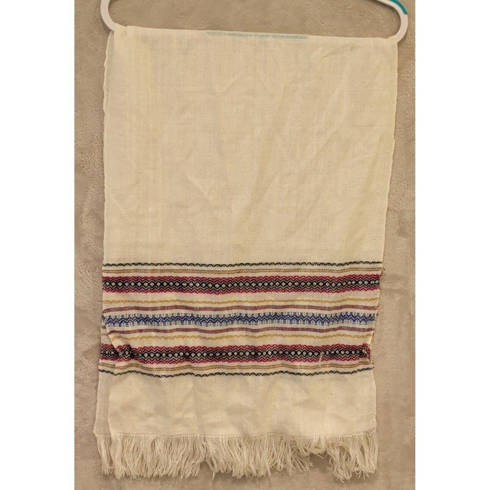 Vintage‎ Woven Hand Towel Fringe Tribal Stripe Cotton Boho 36"x18"
